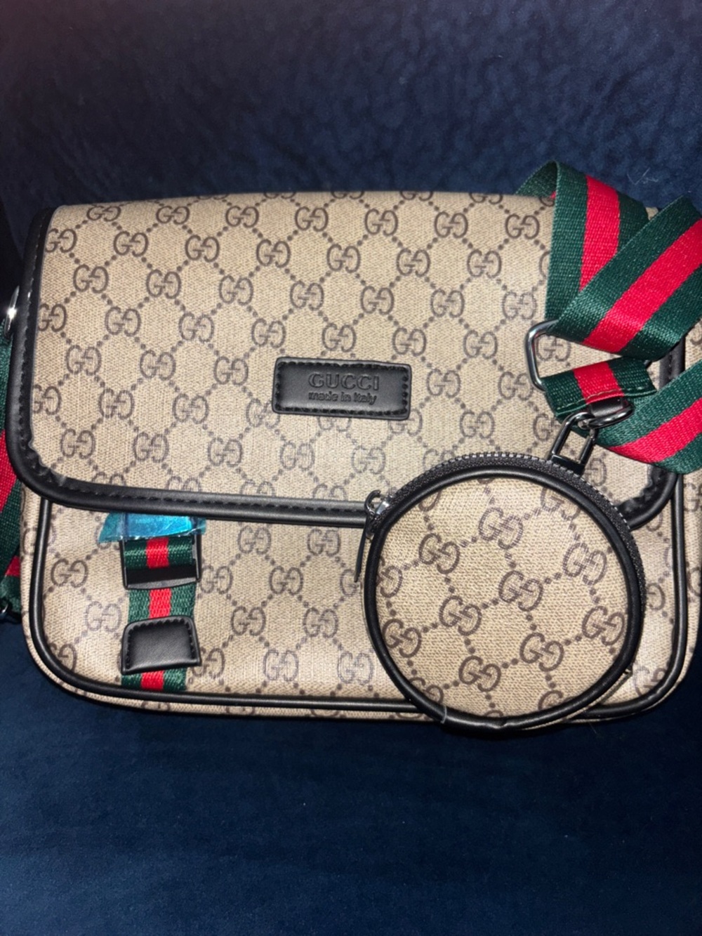 (Inspired)Beige GG Supreme Canvas Crossbody with Green-Red Web Stripe